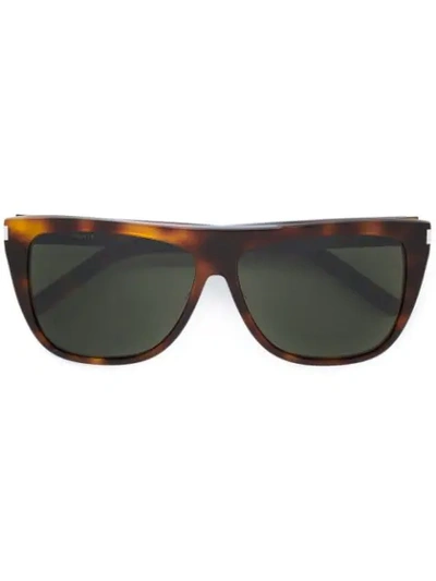 Shop Saint Laurent New Wave 1 Square-frame Sunglasses In Brown
