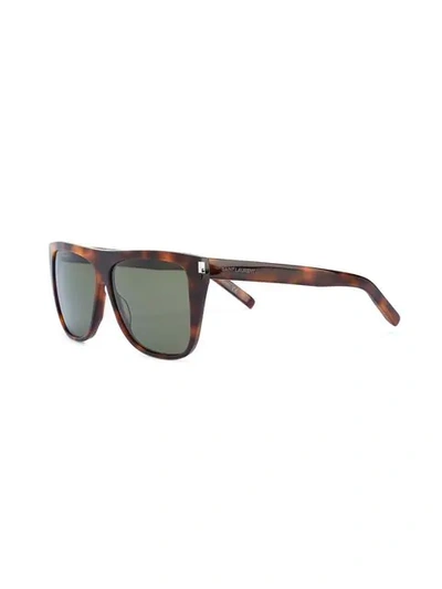 Shop Saint Laurent New Wave 1 Square-frame Sunglasses In Brown