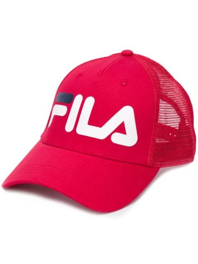 Shop Fila Embroidered Logo Cap In Red