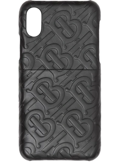 Shop Burberry Monogram Leather Iphone X/xs Case In Black