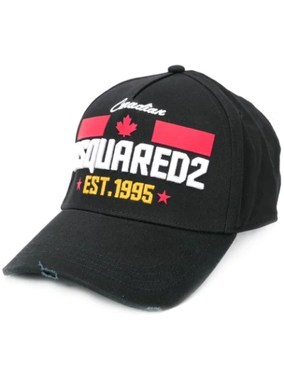 DSQUARED2 EMBROIDERED BASEBALL CAP - 黑色