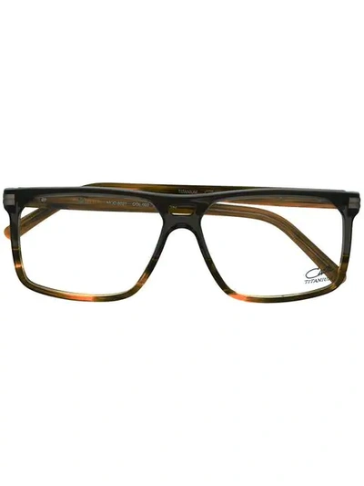 Shop Cazal Square Frame Glasses In Brown