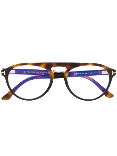 Shop Tom Ford Circle Shaped Glasses In Brown