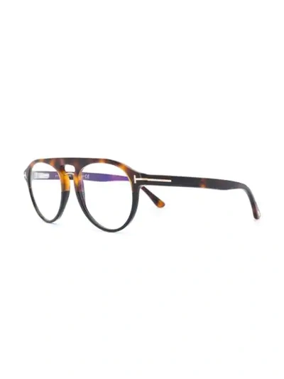 Shop Tom Ford Circle Shaped Glasses In Brown