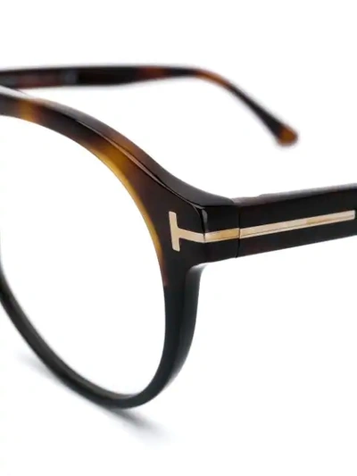 Shop Tom Ford Circle Shaped Glasses In Brown