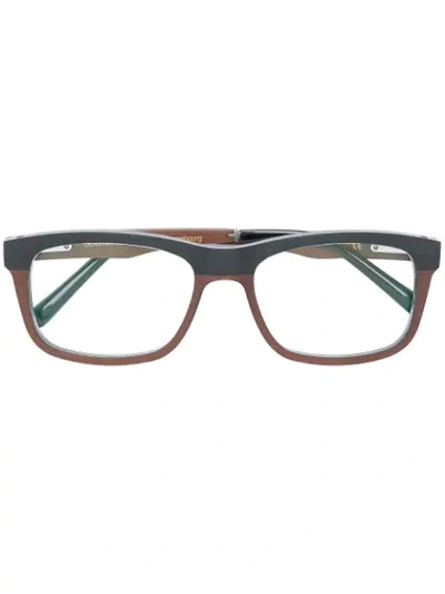 Shop Gold And Wood Square Frame Glasses