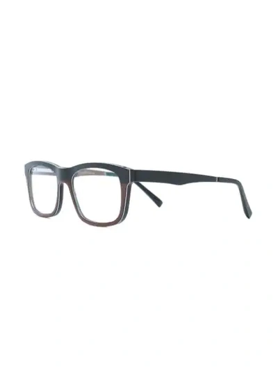 Shop Gold And Wood Square Frame Glasses