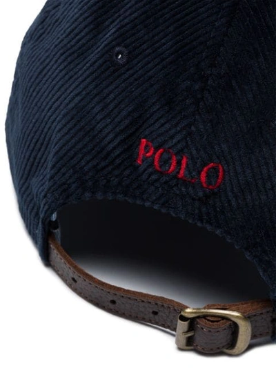 Shop Polo Ralph Lauren Logo Corduroy Baseball Cap In Blue