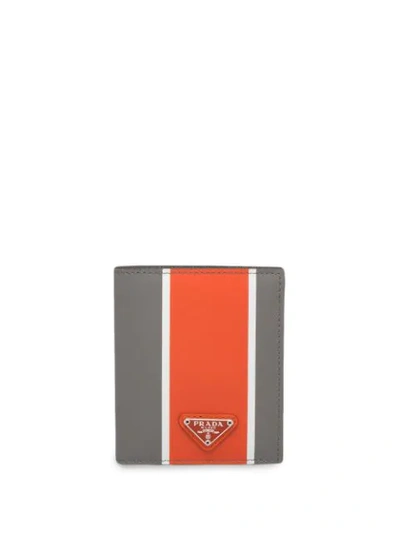 Shop Prada Colour Block Bi-fold Wallet In Orange