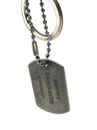Shop Dsquared2 Branded Dog Tag Keyring In Silver