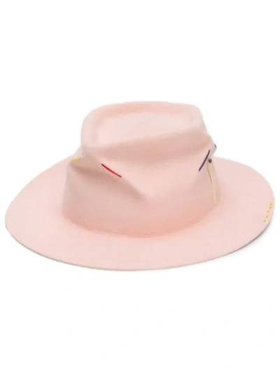 NICK FOUQUET EMBROIDERED STRIPE DETAIL HAT - 粉色
