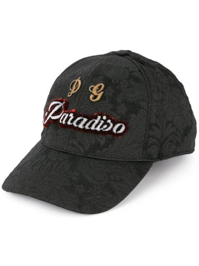 Shop Dolce & Gabbana Brocade Baseball Cap In Black