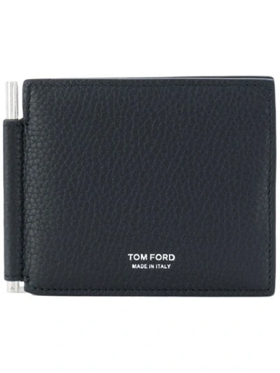 Shop Tom Ford Embossed Logo Wallet In Blue