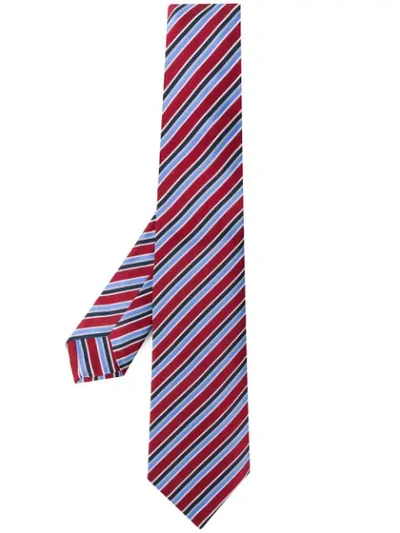 Shop Kiton Striped Tie - Red