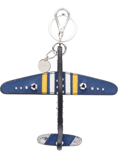 Shop Prada Saffiano Aeroplane Key Trick - Blue