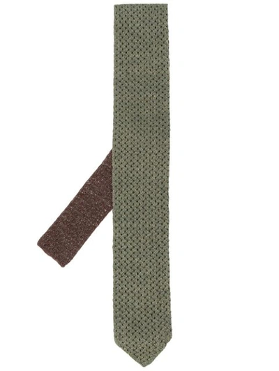 Shop Etro Knitted Tie In Green