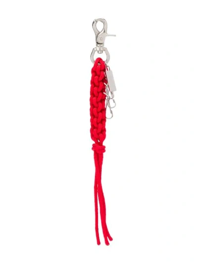 Shop Yohji Yamamoto Small Braided Keyring In Red