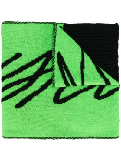 Shop Just Cavalli Oversized Logo Scarf In Green