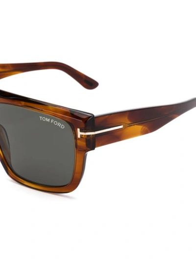Shop Tom Ford Alessio Rectangular Sunglasses In Brown