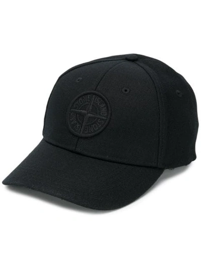 Shop Stone Island Logo Cap In Black