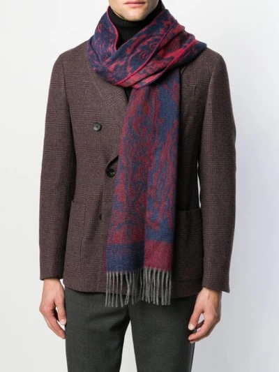 Shop Etro Paisley Pattern Scarf In 0600 Blue