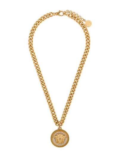 Shop Versace Medusa Head Chain Necklace In Gold