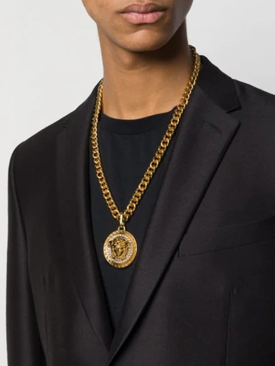 Shop Versace Medusa Head Chain Necklace In Gold