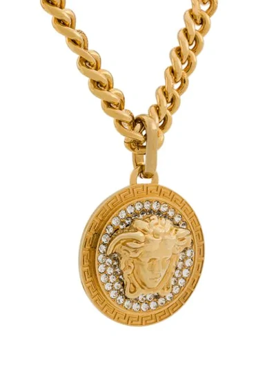 Shop Versace Medusa Head Chain Necklace In Gold