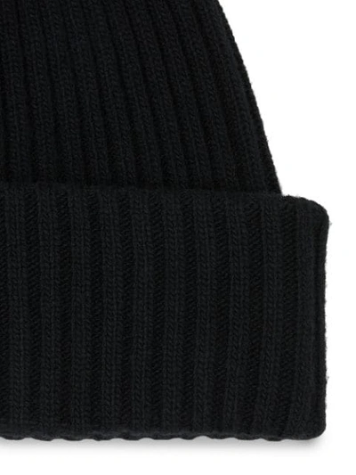 Shop Burberry Rib Knit Wool Beanie In Black