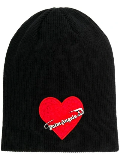 Shop Palm Angels Heart Safety Pin Hat In Black