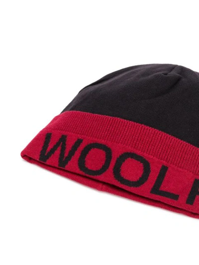 Shop Woolrich Logo Beanie - Brown