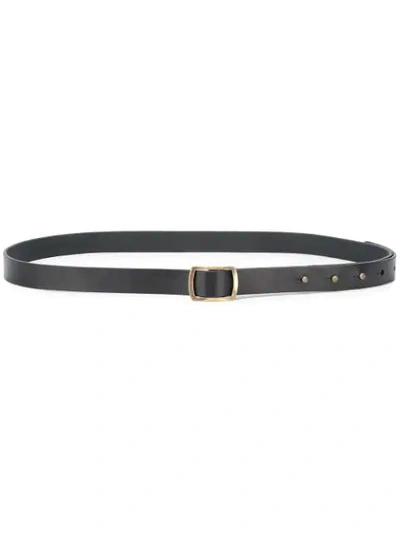 Shop Saint Laurent Pavé Buckle Leather Belt In Black