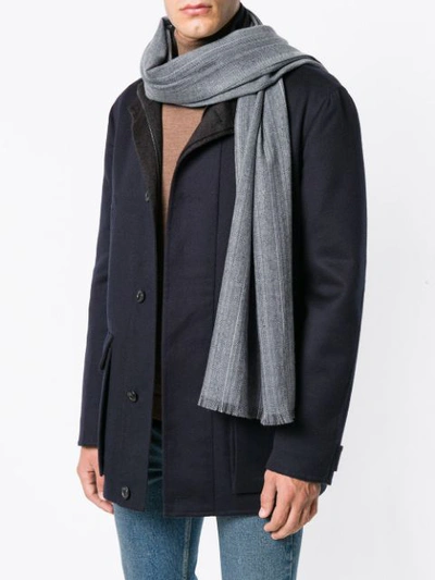 Shop Ermenegildo Zegna Fringed Knitted Scarf In Grey