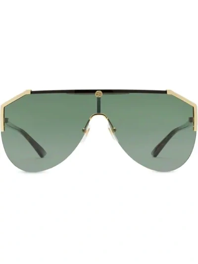 Shop Gucci Mask Oversized Sunglasses In Gold