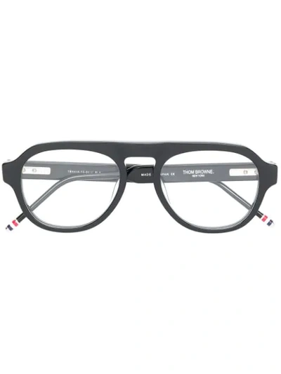 Shop Thom Browne Transparent Aviator Glasses In 黑色