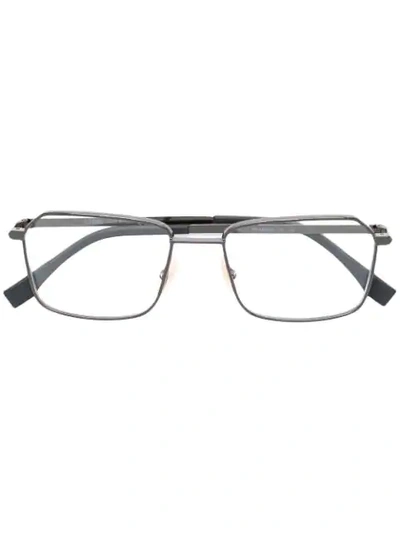 Shop Fendi Rectangle Frame Glasses In Black