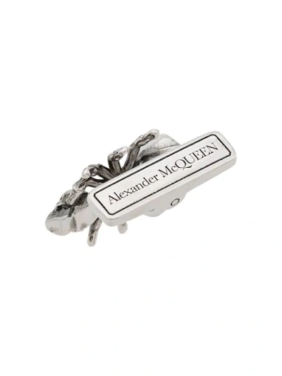 Shop Alexander Mcqueen Spider Skull Cufflinks In Silver