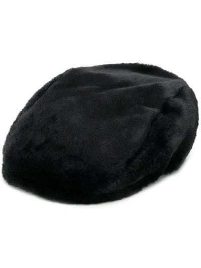 DSQUARED2 FAUX FUR FLAT CAP - 黑色