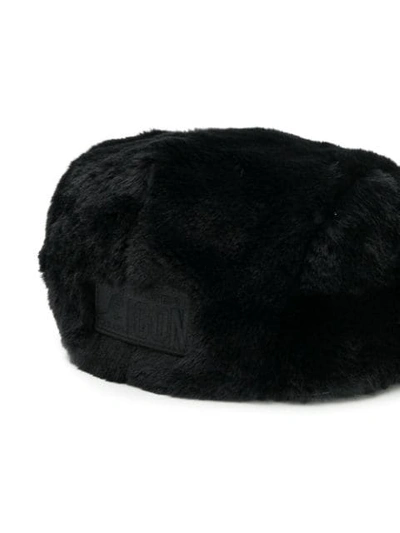 Shop Dsquared2 Faux Fur Flat Cap In Black