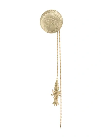 Shop Yohji Yamamoto Embossed Brooch In Gold