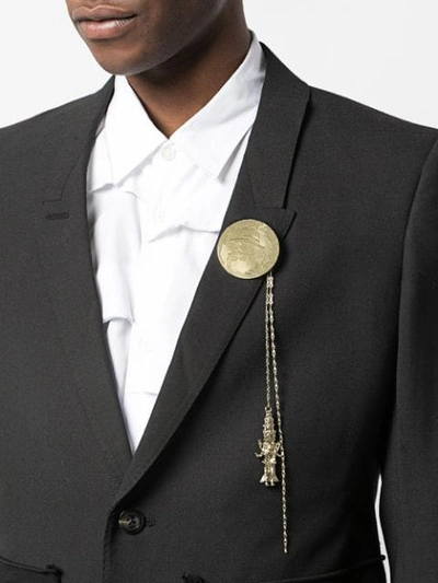 Shop Yohji Yamamoto Embossed Brooch In Gold