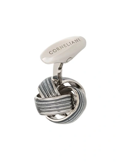 Shop Corneliani Knot Cufflinks In Grey