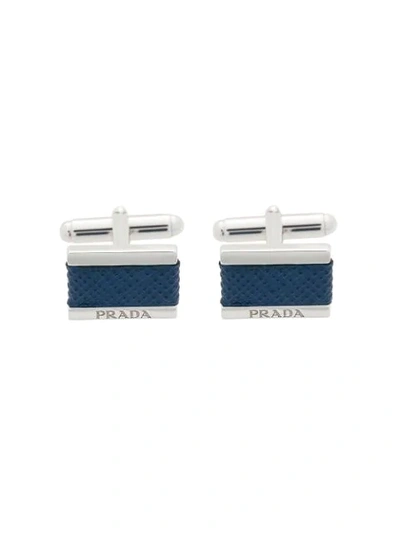 Shop Prada Rectangular Cufflinks In Silver