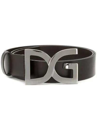 Shop Dolce & Gabbana Logo Buckle Belt In Brown