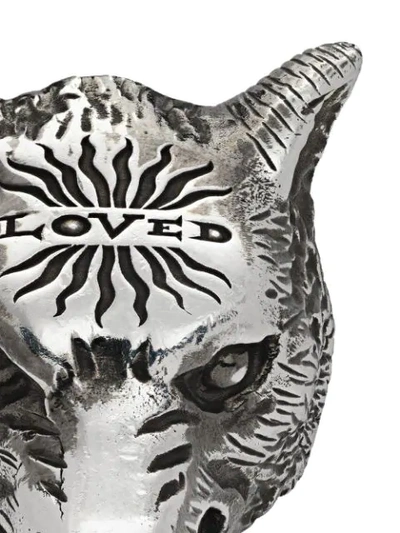 Shop Gucci Anger Forest Wolf Head Ring In Silver