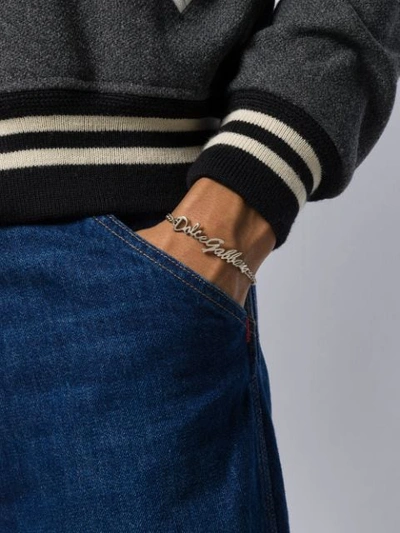 Shop Dolce & Gabbana Logo Bracelet In Silver