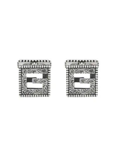 Shop Gucci Cufflinks With Square G In Silver