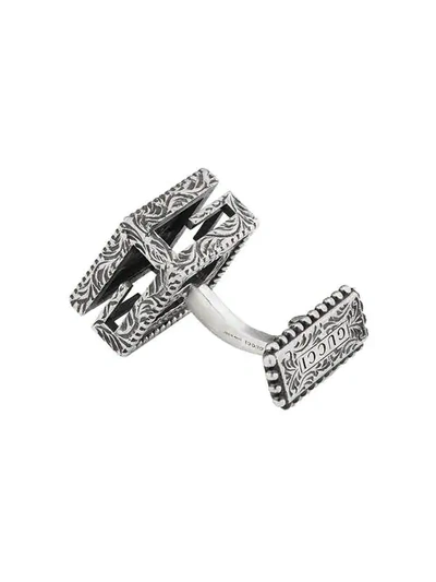 Shop Gucci Cufflinks With Square G In Silver