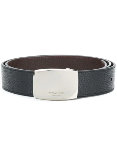 Shop Coach Wide Plaque Cut-to-size Reversible Belt In Black