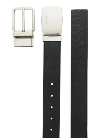 Shop Coach Wide Plaque Cut-to-size Reversible Belt In Black